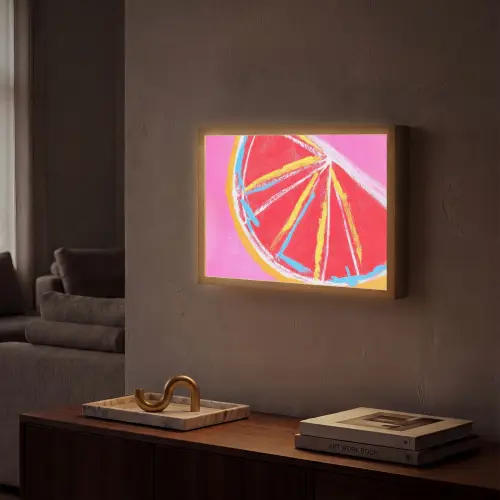 Grapefruit - Geschilderd - Roze - Strepen Light Box met batterij (Wandlamp) middel -sfeer1