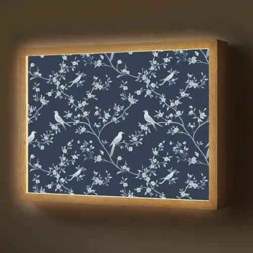 Grafisch - Bloesemtak - Blauw Light Box met batterij (Wandlamp) middel 907 -z3d_website