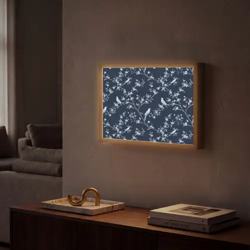 Grafisch - Bloesemtak - Blauw Light Box met batterij (Wandlamp) middel 907 -sfeer1