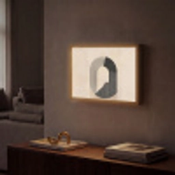 Grafisch gebogen motief - Beige Light Box met batterij (Wandlamp) middel -sfeer1