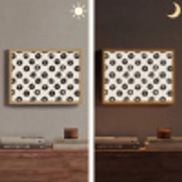 Grafisch - Madeliefjes - Zwart - Beige Light Box met batterij (Wandlamp) middel 907 -sfeer3
