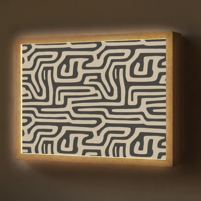 Grafisch - Lijnen - Zwart Light Box met batterij (Wandlamp) middel 907 -z3d_website