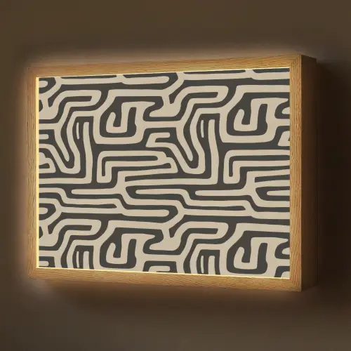 Grafisch - Lijnen - Zwart Light Box met batterij (Wandlamp) middel 907 -z3d_website