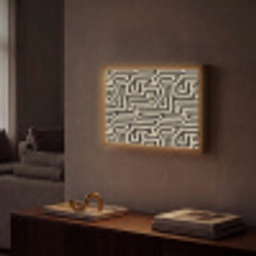 Grafisch - Lijnen - Zwart Light Box met batterij (Wandlamp) middel 907 -sfeer1