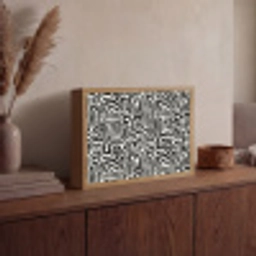 Grafisch - Lijnen - Zwart - Wit Light Box met batterij (Wandlamp) middel 907 -sfeer2