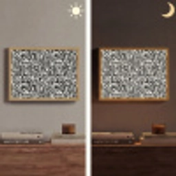 Grafisch - Lijnen - Zwart - Wit Light Box met batterij (Wandlamp) middel 907 -sfeer3