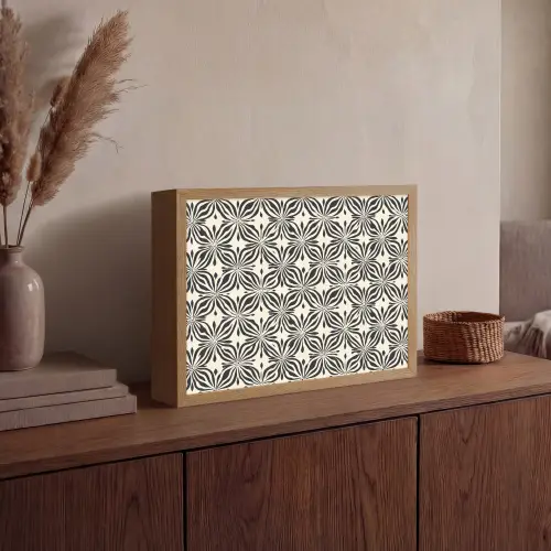 Grafisch - Patroon - Zwart Light Box met batterij (Wandlamp) middel 907 -sfeer2