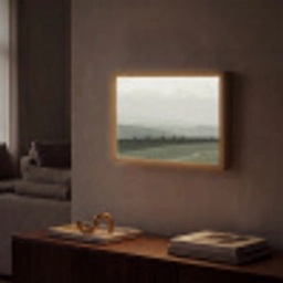 Grijs - Berg - Paarden Light Box met batterij (Wandlamp) middel -sfeer1