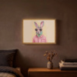Grijs - Konijn - Blouse - Strik Light Box met batterij (Wandlamp) middel -sfeer4