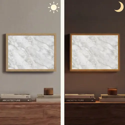 Grijs - Wit - Marmer Light Box met batterij (Wandlamp) middel 907 -sfeer3