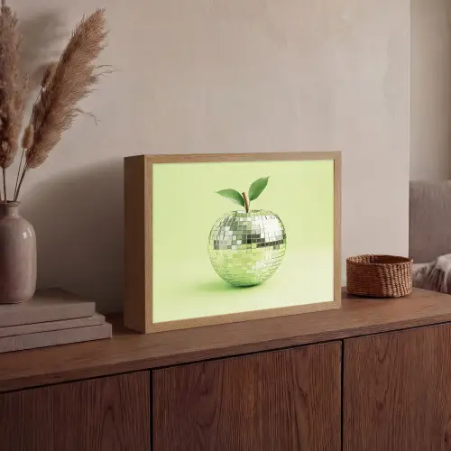 Groen - Disco - Decoratie - Appel Light Box met batterij (Wandlamp) middel -sfeer2