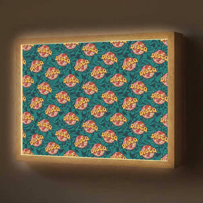 Groen - Disco - Patroon Light Box met batterij (Wandlamp) middel 907 -z3d_website