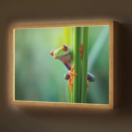 Groene kikker - Nieuwsgierig - Gras Light Box met batterij (Wandlamp) middel -z3d_website