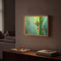 Groene kikker - Nieuwsgierig - Gras Light Box met batterij (Wandlamp) middel -sfeer1