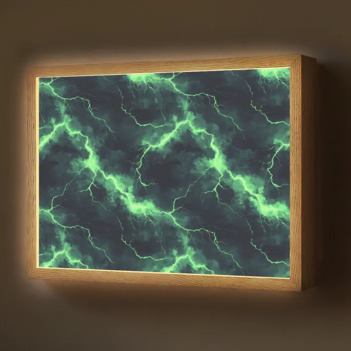 Groen - Bliksem - Storm Light Box met batterij (Wandlamp) middel 907 -z3d_website