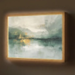 Groen - Modern - Abstract - Goud Light Box met batterij (Wandlamp) middel -z3d_website