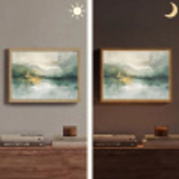 Groen - Modern - Abstract - Goud Light Box met batterij (Wandlamp) middel -sfeer3
