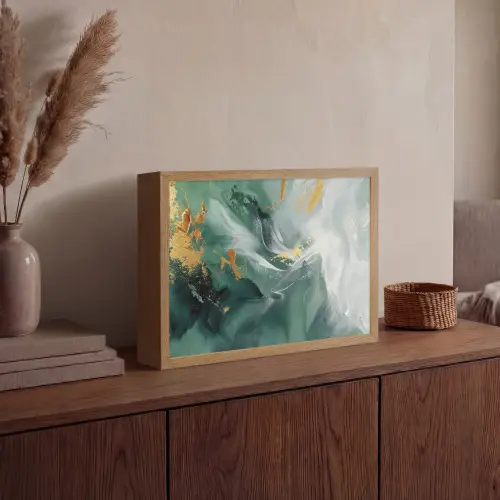 Groen - Modern - Marmer - Abstract Light Box met batterij (Wandlamp) middel -sfeer2