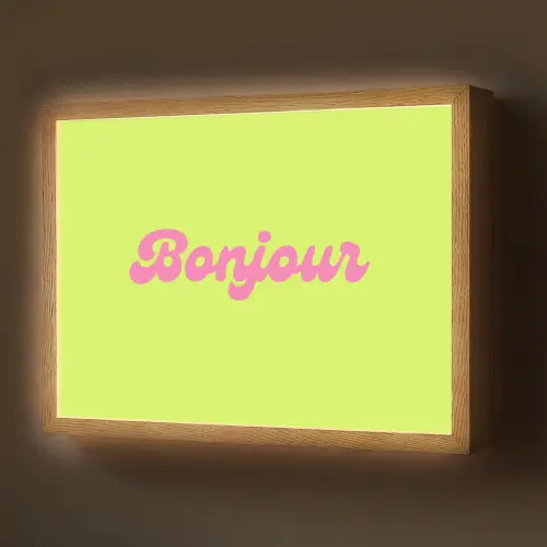 Groen - Roze bonjour - Retro Light Box met batterij (Wandlamp) middel -z3d_website