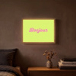 Groen - Roze bonjour - Retro Light Box met batterij (Wandlamp) middel -sfeer4