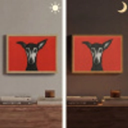 Windhond - Minimalistisch - Rood Light Box met batterij (Wandlamp) middel -sfeer3