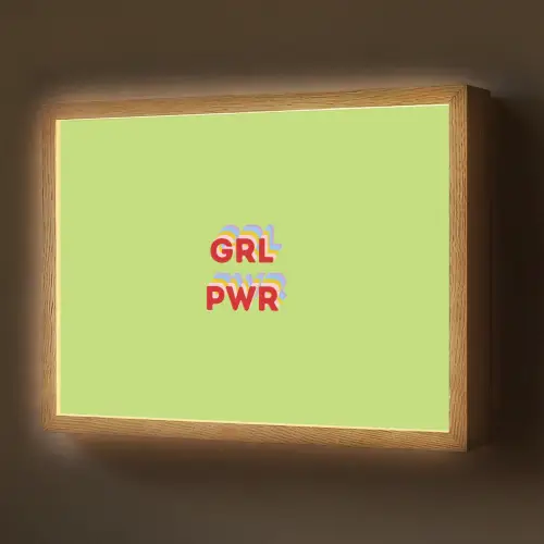 Grl pwr - Groen - Rood - 3D Light Box met batterij (Wandlamp) middel -z3d_website