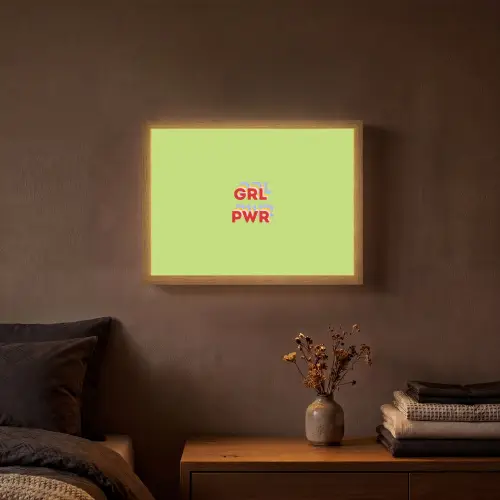 Grl pwr - Groen - Rood - 3D Light Box met batterij (Wandlamp) middel -sfeer4