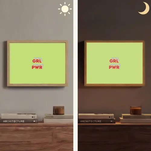 Grl pwr - Groen - Rood - 3D Light Box met batterij (Wandlamp) middel -sfeer3