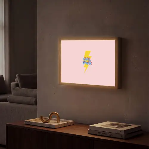 Grl pwr - Bliksem - Roze Light Box met batterij (Wandlamp) middel -sfeer1