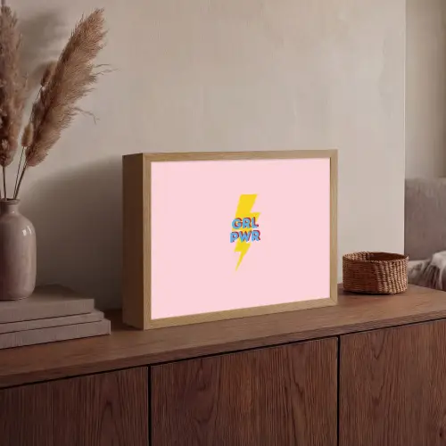 Grl pwr - Bliksem - Roze Light Box met batterij (Wandlamp) middel -sfeer2