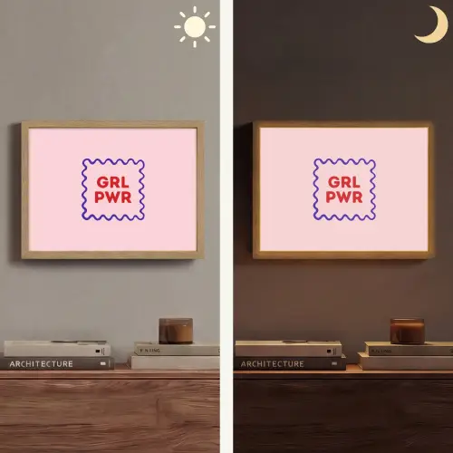 Grl pwr - Roze - Kader Light Box met batterij (Wandlamp) middel -sfeer3