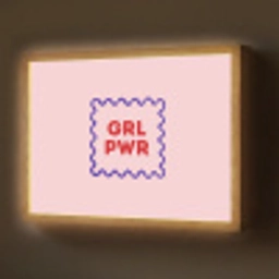 Grl pwr - Roze - Kader Light Box met batterij (Wandlamp) middel -z3d_website