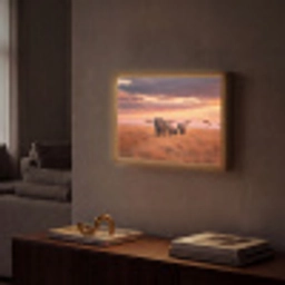 Groep olifanten - Open vlakte - Zon Light Box met batterij (Wandlamp) middel -sfeer1