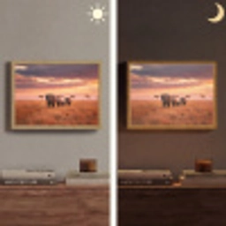 Groep olifanten - Open vlakte - Zon Light Box met batterij (Wandlamp) middel -sfeer3