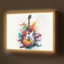 Gitaar - Graffiti - Muziek - Wit Light Box met batterij (Wandlamp) middel -z3d_website