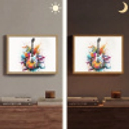 Gitaar - Graffiti - Muziek - Wit Light Box met batterij (Wandlamp) middel -sfeer3