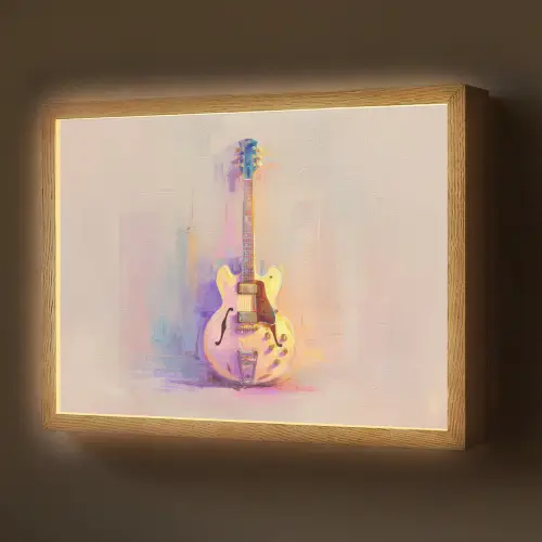 Gitaar - Pastel - Schilderachtig Light Box met batterij (Wandlamp) middel -z3d_website