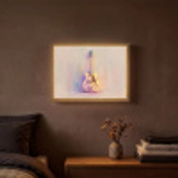 Gitaar - Pastel - Schilderachtig Light Box met batterij (Wandlamp) middel -sfeer4