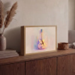 Gitaar - Pastel - Schilderachtig Light Box met batterij (Wandlamp) middel -sfeer2