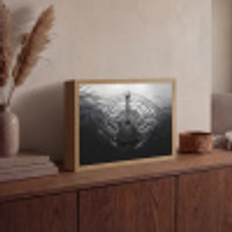 Gitaar - Hout - Water Light Box met batterij (Wandlamp) middel -sfeer2