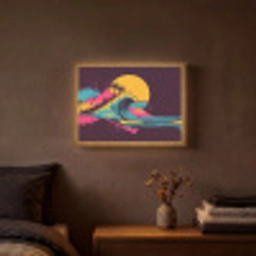Golf - Kleurrijk - Zon - Palmbomen Light Box met batterij (Wandlamp) middel -sfeer4