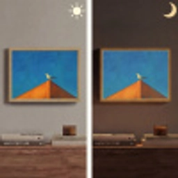 Meeuw - Gebouw - Lucht - Geschilderd Light Box met batterij (Wandlamp) middel -sfeer3