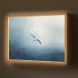 Meeuw - Wit - Zee - Mistig Light Box met batterij (Wandlamp) middel -z3d_website