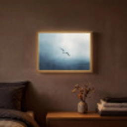 Meeuw - Wit - Zee - Mistig Light Box met batterij (Wandlamp) middel -sfeer4