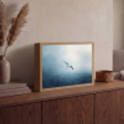 Meeuw - Wit - Zee - Mistig Light Box met batterij (Wandlamp) middel -sfeer2