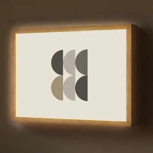 Halve cirkels - Aardetinten - Grafisch Light Box met batterij (Wandlamp) middel -z3d_website
