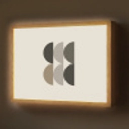 Halve cirkels - Aardetinten - Grafisch Light Box met batterij (Wandlamp) middel -z3d_website