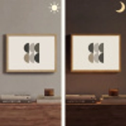 Halve cirkels - Aardetinten - Grafisch Light Box met batterij (Wandlamp) middel -sfeer3