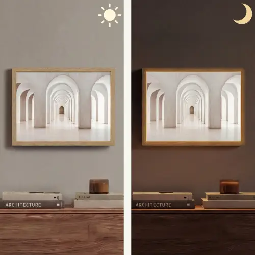 Hal - Bogen - Symmetrisch - Modern Light Box met batterij (Wandlamp) middel -sfeer3