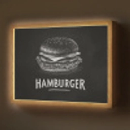 Hamburger - Krijttekst - Zwart - Wit Light Box met batterij (Wandlamp) middel -z3d_website